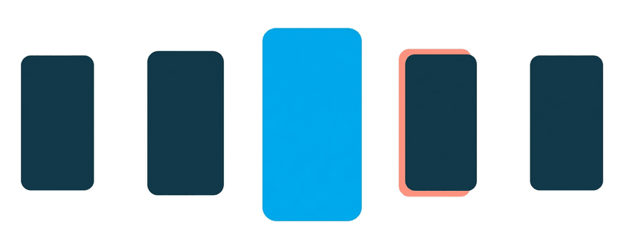 Illustration: five identical navy rectangles lying far apart, with wide empty white gaps between them