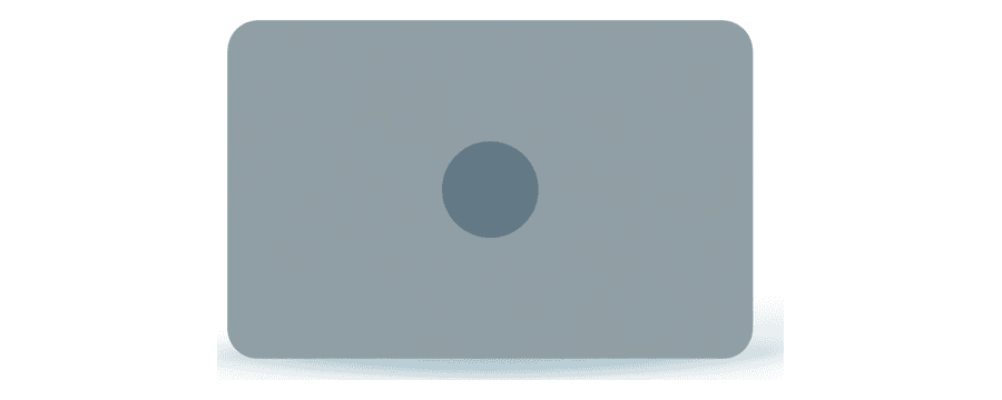 Illustration: an empty grey card standing alone with one small grey circle at its centre