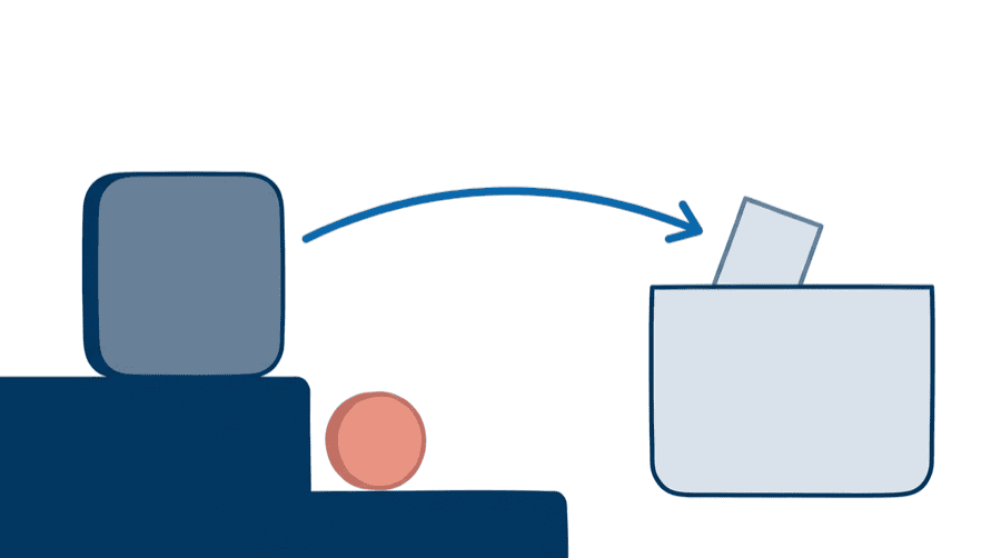 Illustration: one page at the centre with three arrows reaching a clipboard on a laptop, a folder on a phone, and a cloud