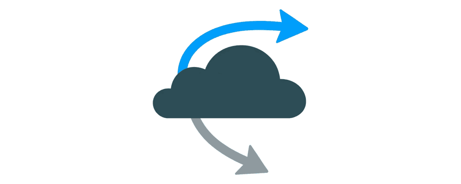 Illustration: a grey cloud with one long arrow curving up into it and another curving back down