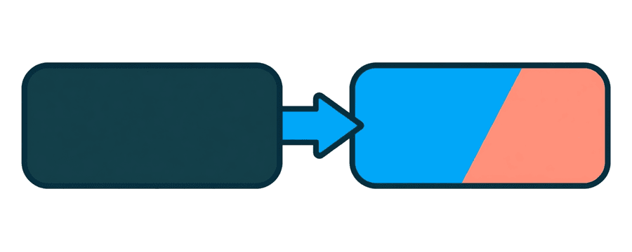 Illustration: two empty outlined rectangles joined by a straight blue arrow