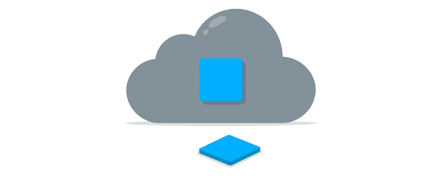 Illustration: a grey cloud holding one small blue square, with an identical square below it