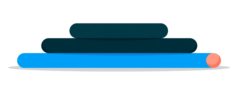 Illustration: four stacked bars of different lengths, the longest one blue with a coral dot at its end