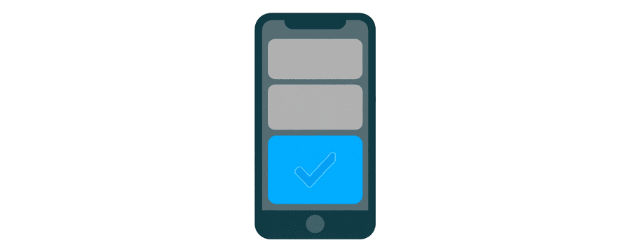 Illustration: a phone menu with three options, only the bottom one blue and ticked