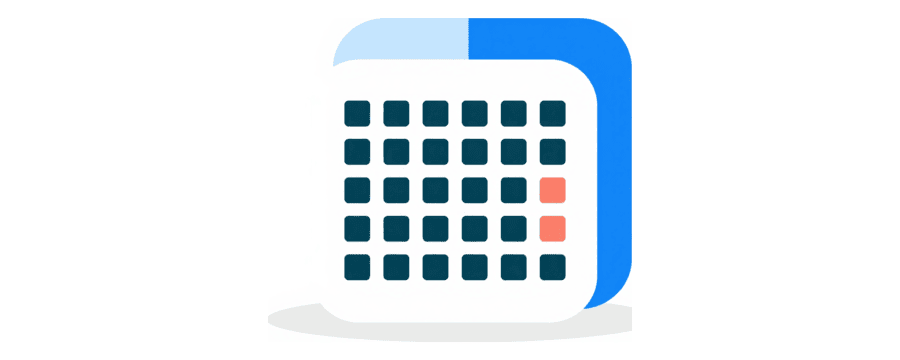 Illustration: a square code pattern on a rounded white card with a blue arc curving away from it