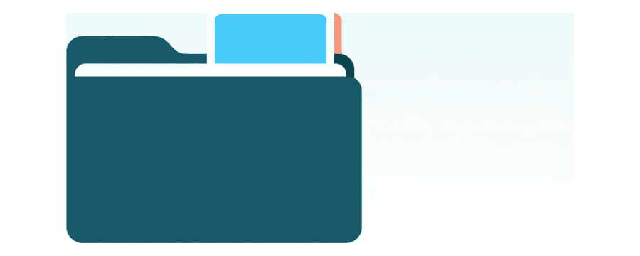 Illustration: a rounded folder with a small photo card resting on top of it