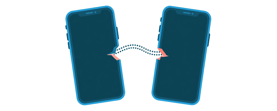 Illustration: two phones whose dotted link to each other is torn at both ends