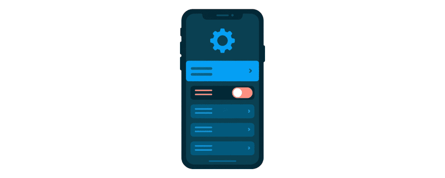 Illustration: a phone settings screen with one row highlighted and its switch turned off