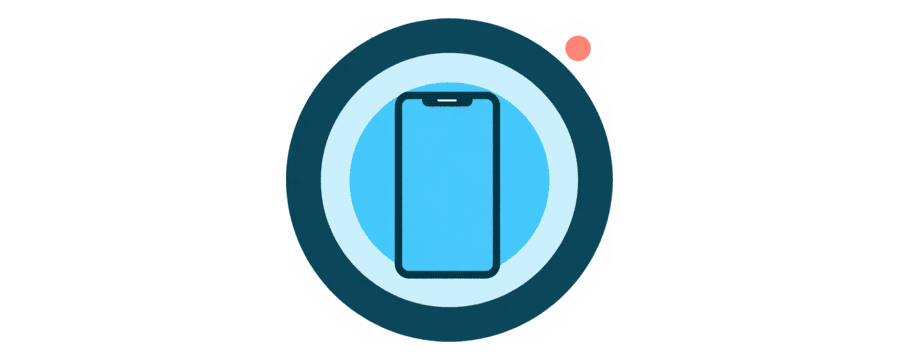 Illustration: four concentric rings around a phone, pale on the outside and navy at the centre