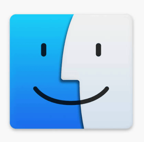 The macOS Finder icon, a blue and white square showing a stylised face