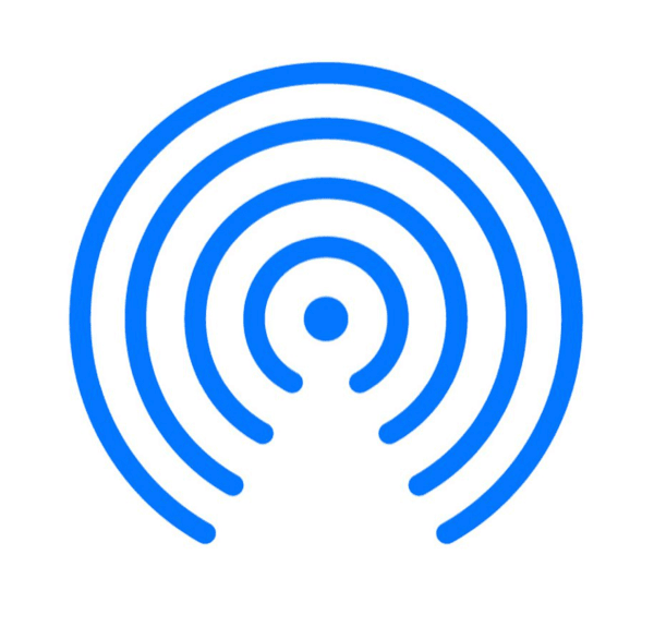 The Snapdrop logo, a blue radiating signal icon