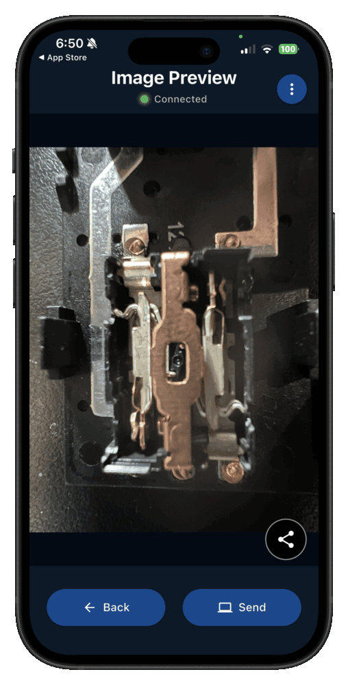 The Camera to Clipboard app previewing a photo, ready to send it straight to the PC clipboard